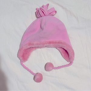 Girls warm pink earmuff hat